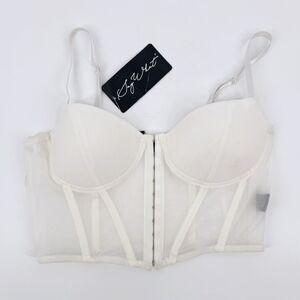 Say What White See Through Mesh Bra Crop‎ Top Size Medium